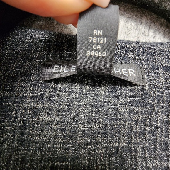 Eileen Fisher Crosshatch Jacquard Long Cardigan Jacket Size XS Nuetral Lagenlook - Picture 6 of 11